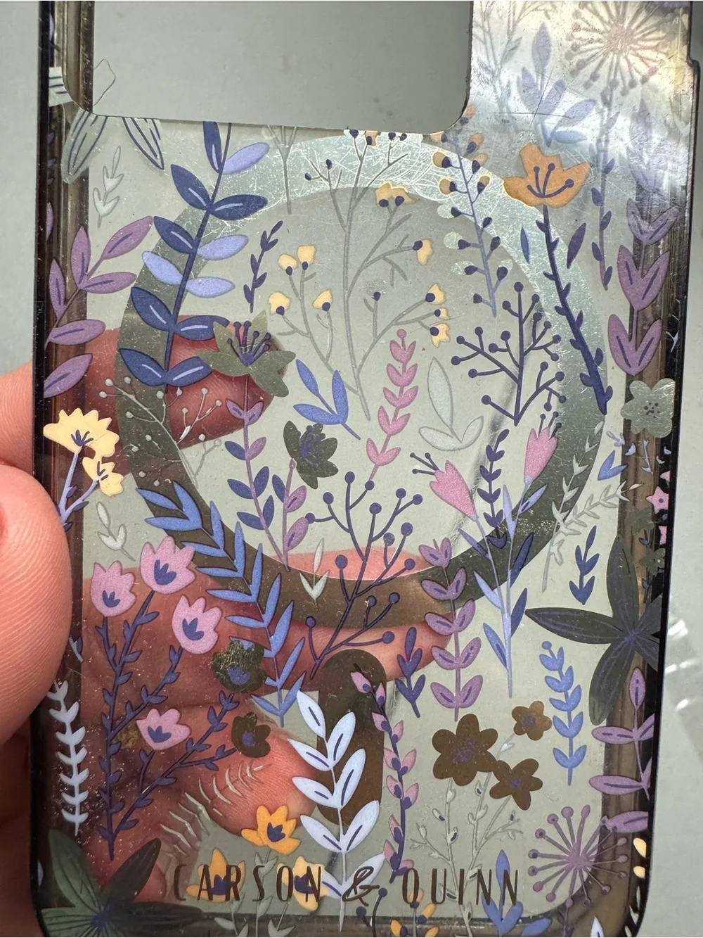 Clear Floral MagSafe-Compatible Phone Case with‎ White Accents